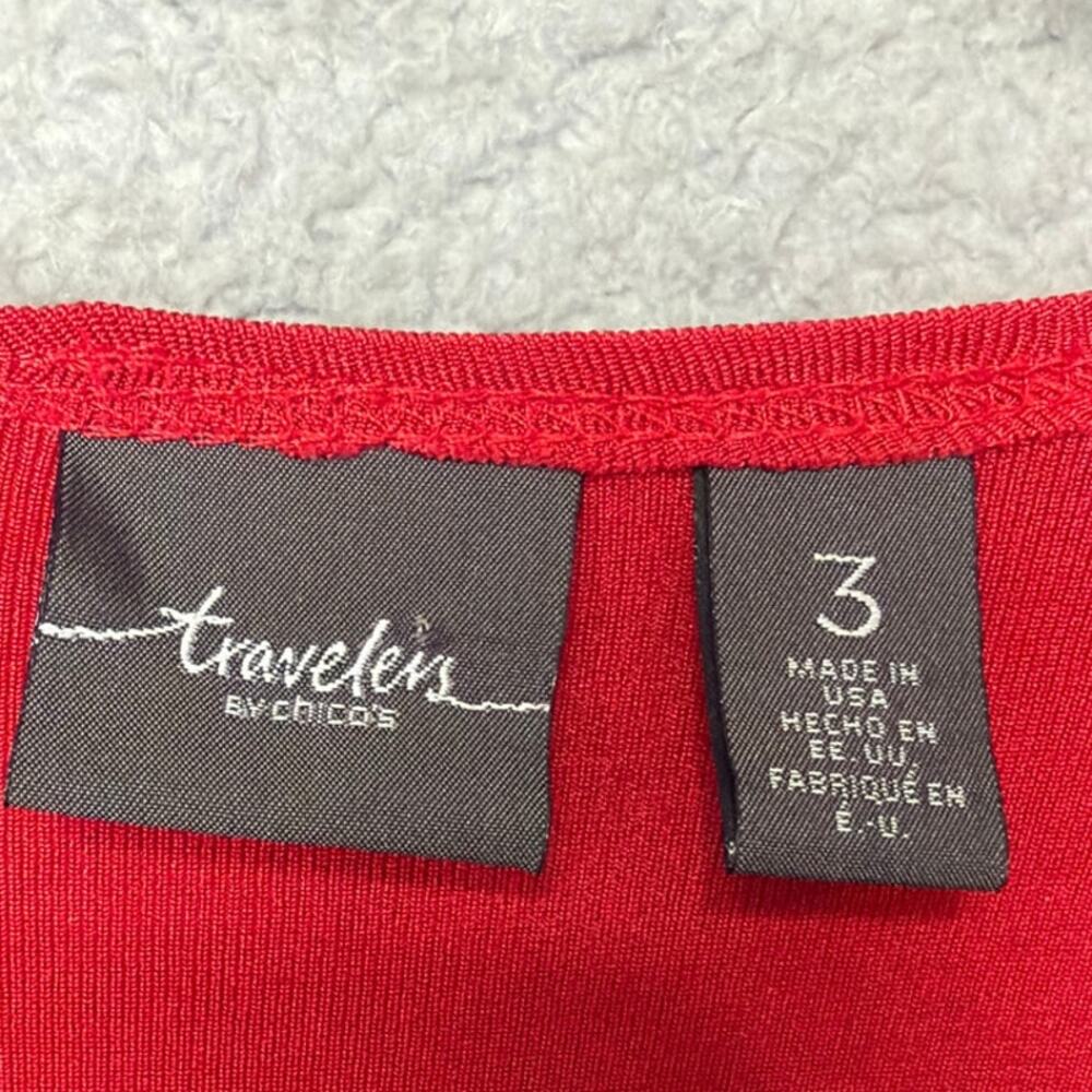 Chico's Travelers Liquid Knit Jacket Red SZ XL Red Wrinkle Free Travel Resort - Picture 6 of 8